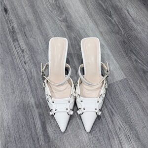 SHEIN White Studded Pointed Heels